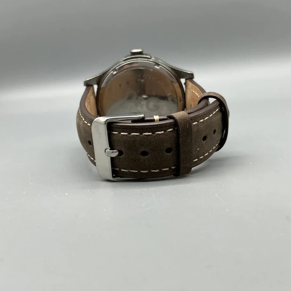 Dolce&Gabbana D&G Time Mens Watch 43mm Gray Dial Brown Leather Date New Battery